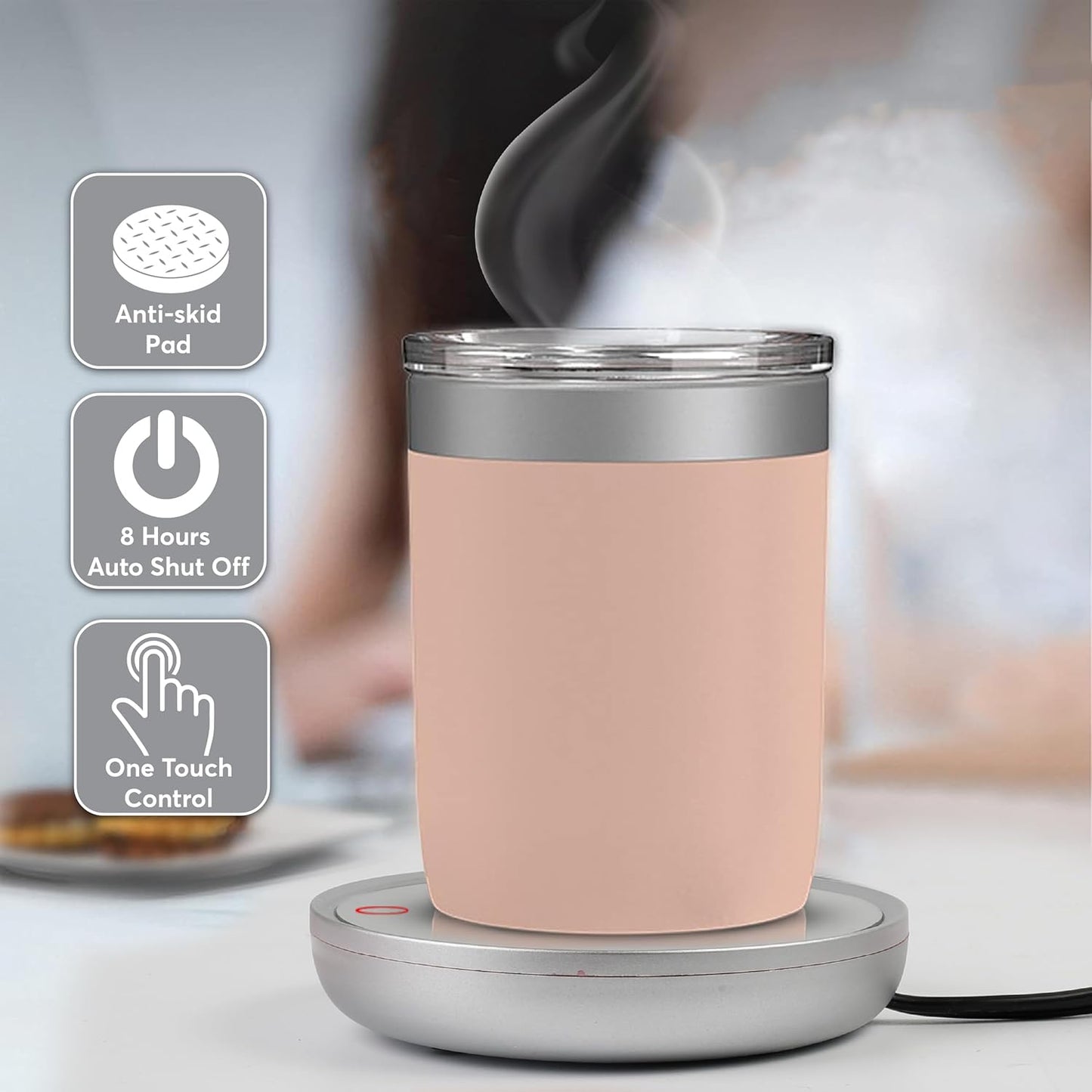 Coffee Mug Warmer - Compact Coffee Cup Warmer for Desk with Auto On/Off - Multipurpose Electric Candle Warmer Plate & Coffee Warmer for Desk, Durable, Safety Auto-Shutoff - Perfect for Home & Office