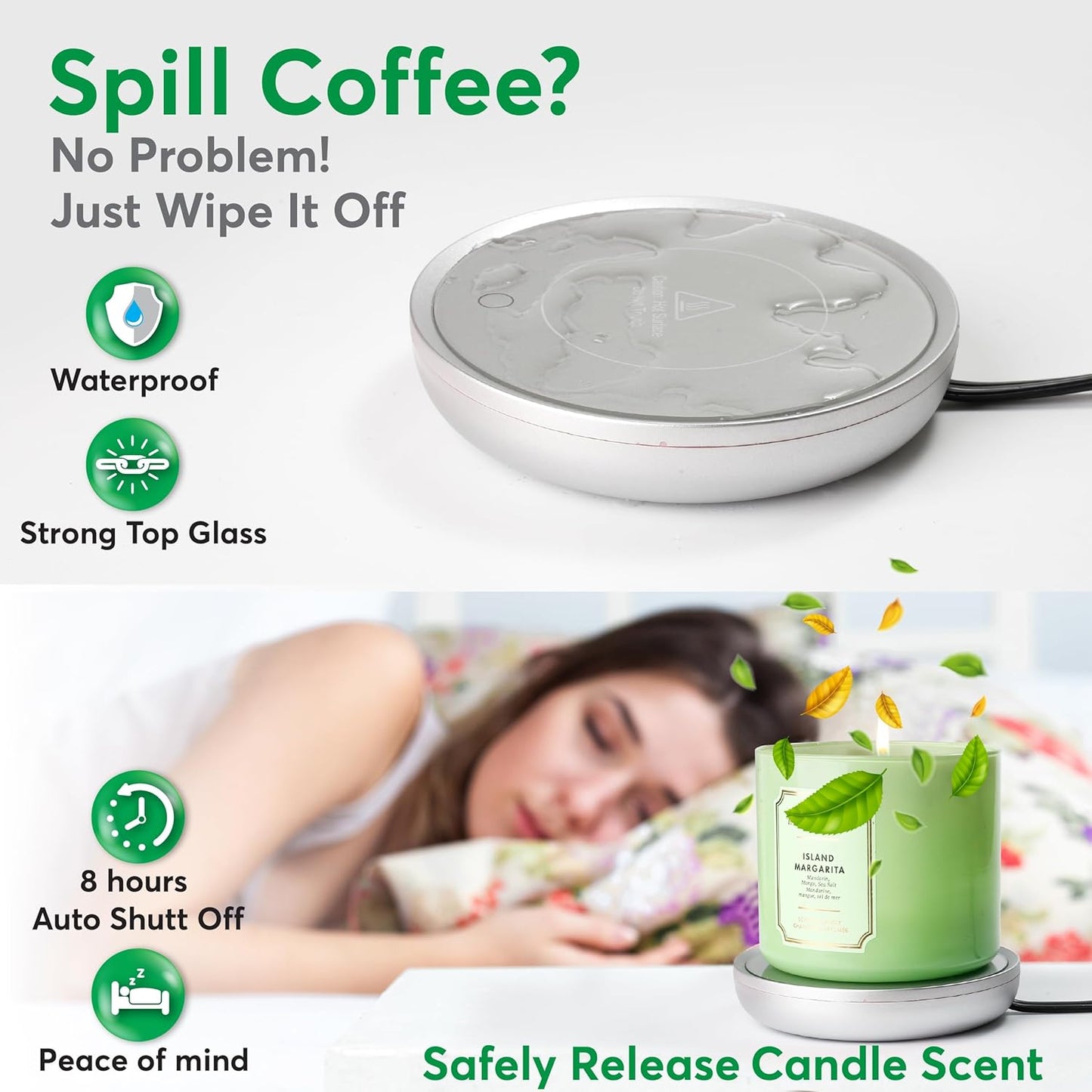 Coffee Mug Warmer - Compact Coffee Cup Warmer for Desk with Auto On/Off - Multipurpose Electric Candle Warmer Plate & Coffee Warmer for Desk, Durable, Safety Auto-Shutoff - Perfect for Home & Office