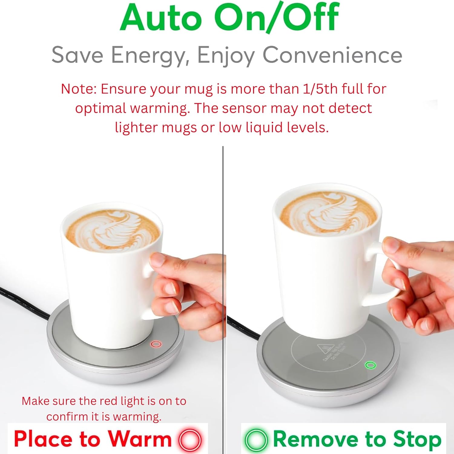 Coffee Mug Warmer - Compact Coffee Cup Warmer for Desk with Auto On/Off - Multipurpose Electric Candle Warmer Plate & Coffee Warmer for Desk, Durable, Safety Auto-Shutoff - Perfect for Home & Office